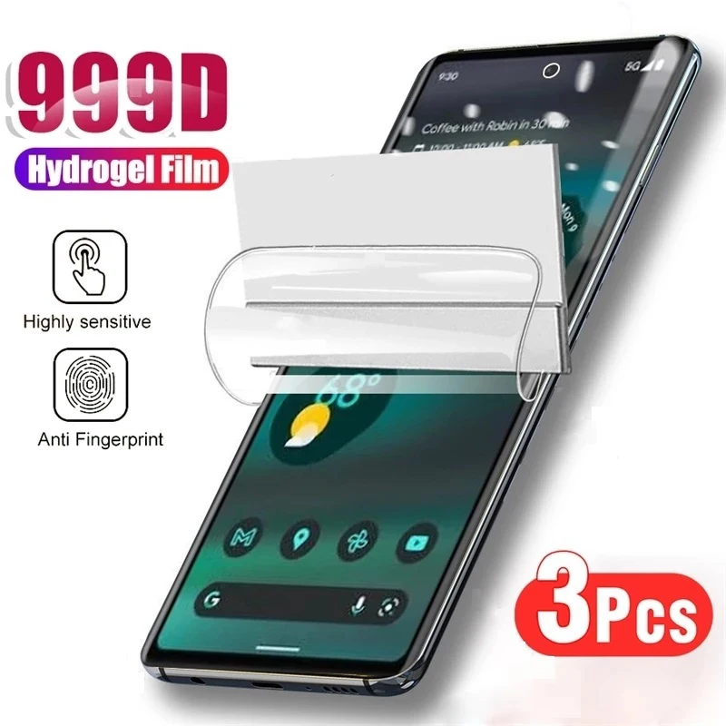 

Гидрогелевая пленка для Google Pixel 8 Pro 7 Pro 7A 6A 4 3 Защита экрана размера XL Pixel7 Pixel6A Pixel 8Pro, 3 шт.