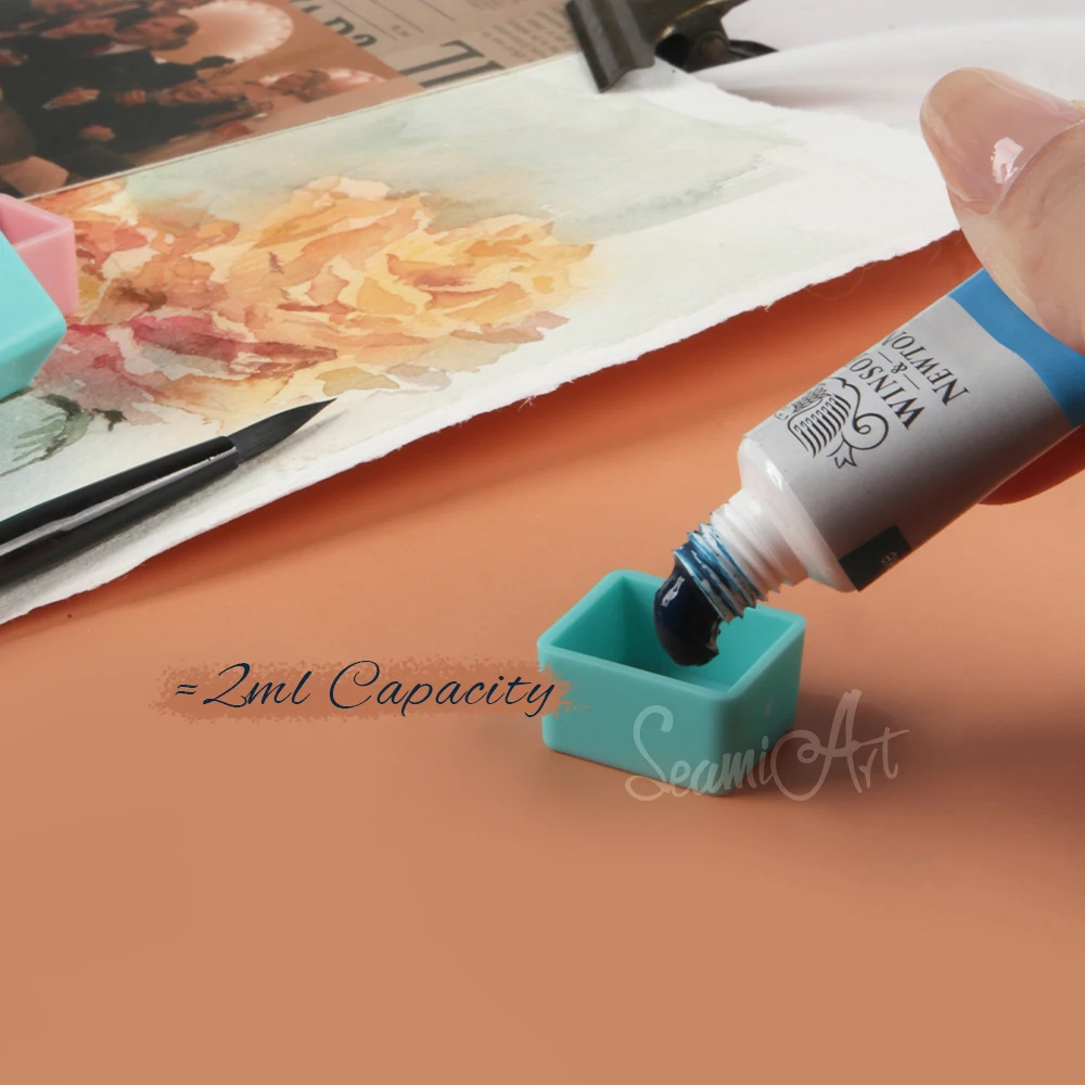 Art 50pcs demi-casseroles magnétiques quatre couleurs pour Tube d'aquarelle Palette outils de peinture fournitures d'art – Image 5