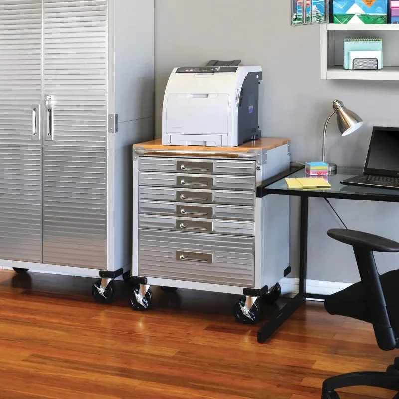 Seville Classics UltraHD Heavy Duty Rolling Cabinet Workbench Table w/Solid Wood Top, Workstation for Garage 6