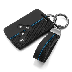 Premium Silicone Car Key Case with Key Chain - Protective Card Holder (Blue)