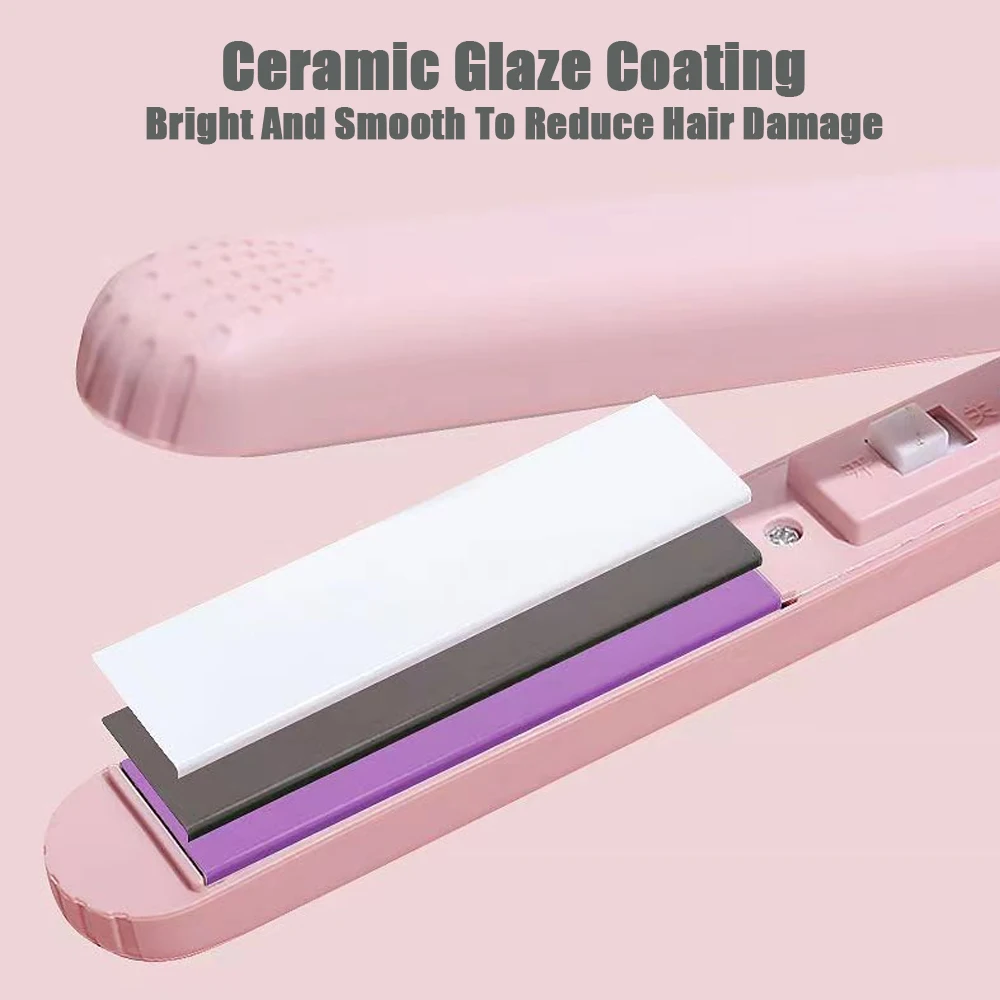 Pink Ceramic Flat Iron Hair Straightener For Smooth Finish Ceramic Floating Plates Quick Heat Up Pro Salon Curler Hair Wand 5