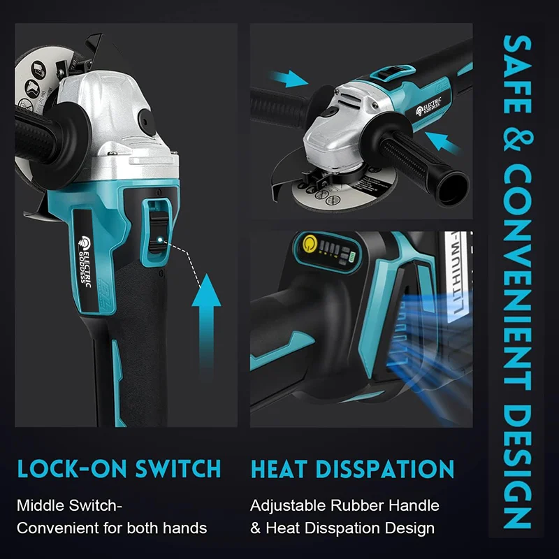 Electric Goddess 125/100mm DGA404 variable speed brushless electric Angle grinder Woodworking power tools For Makita 18V Battery 6