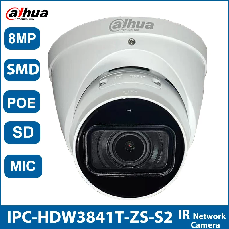 

Dahua Original IPC-HDW3841T-ZS-S2 IR Vari-focal Eyeball WizSense 8MP Network Camera Built-in IR LED Onvif POE CCTV IP Camera