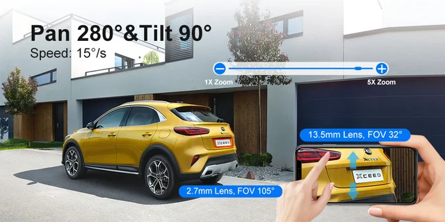 Anpviz PTZ 8MP PTZ IP Camera Outdoor Security 5X Zoom Turret Smart Dual-Light SD Card Sound and light alarm Motion Detection 2.0 5