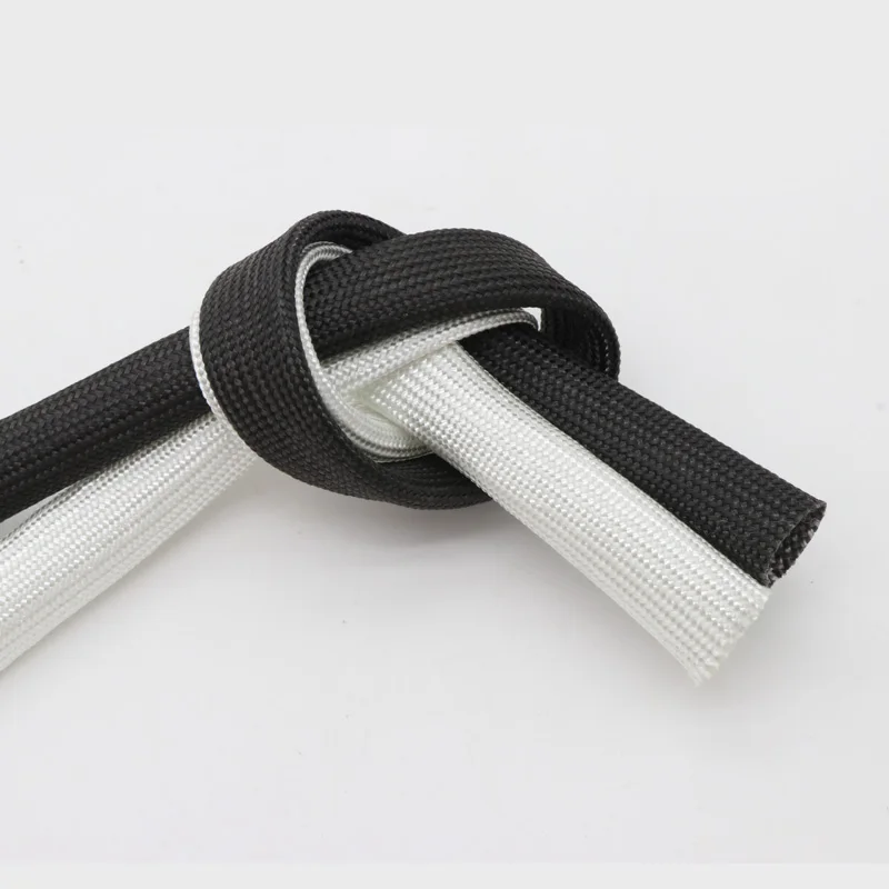 Fiberglass Tube 1-50mm Silicone Resin Coated Insulated Soft Chemical Glass Fiber Braided Sleeve High Temperature Pipe Wire Wrap protective sleeve fiberglass sleeving