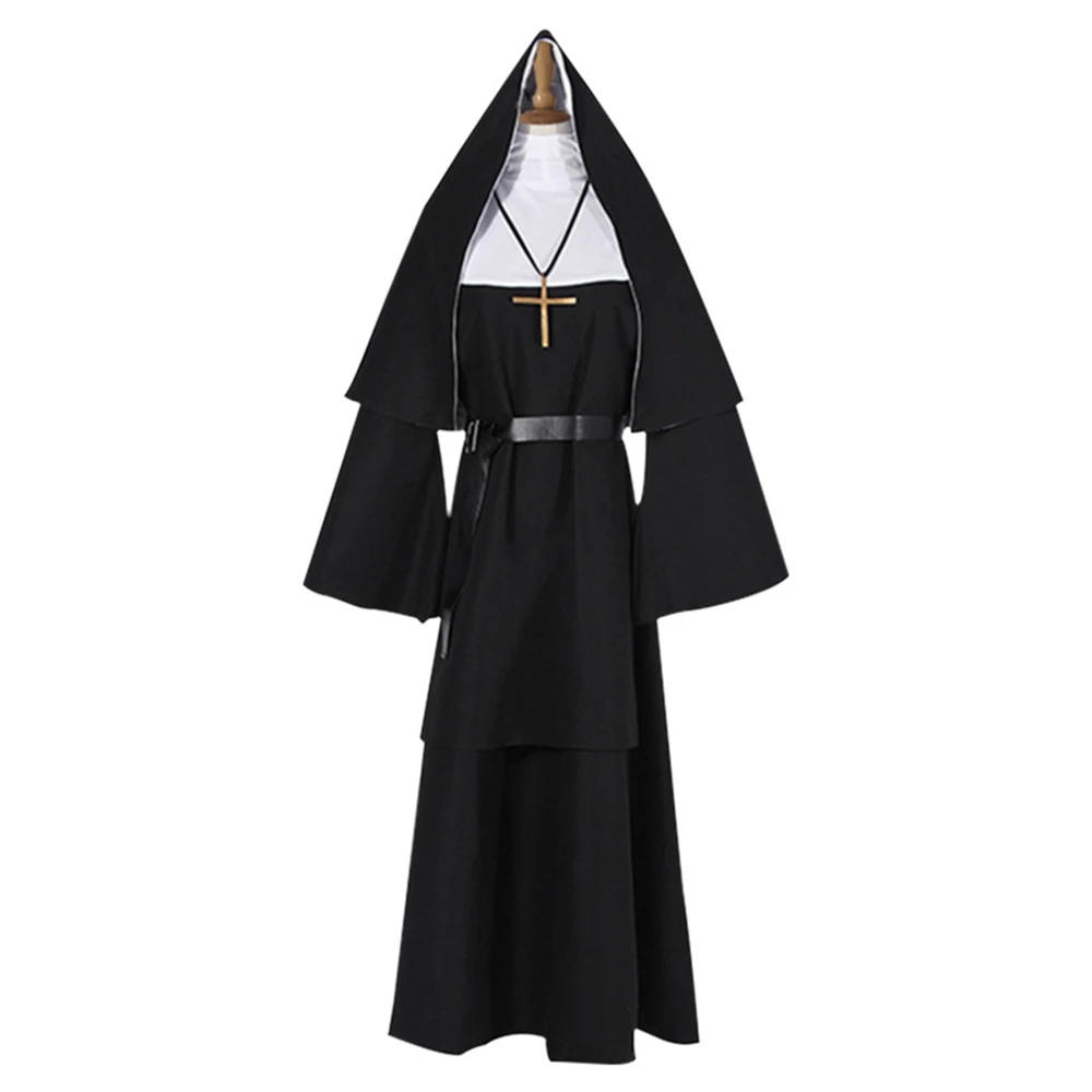 

Movie The Nun Valak Cosplay Costume Conjuring Long Dress Priest's Robes Adult Horror Ghost Scary Halloween Carnival Fancy Dress