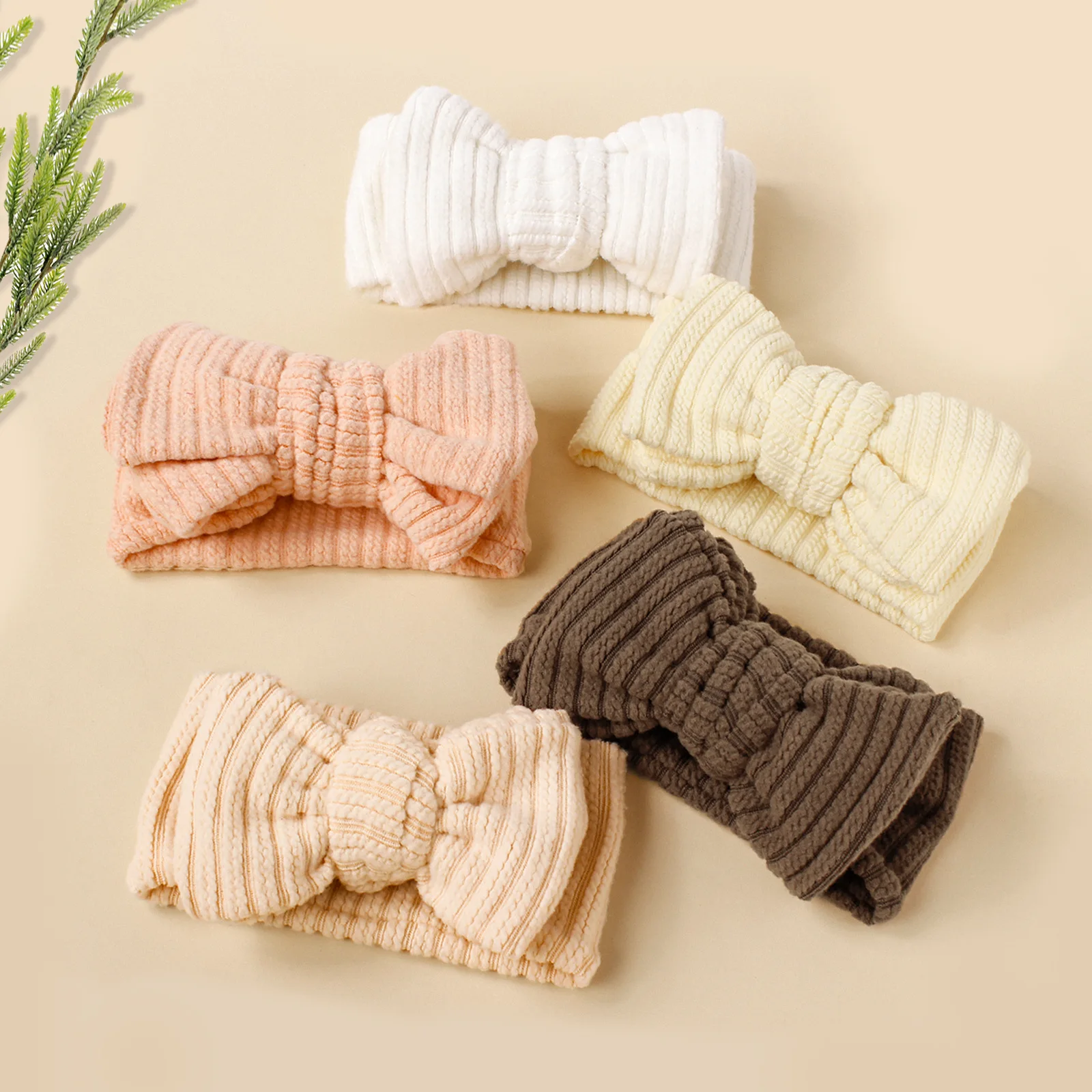 

Cable Bow Baby Headband for Newborn Elastic Knit Turban Girls Bows Soft Nylon Kids Double Layer Headwear Hair Accessories