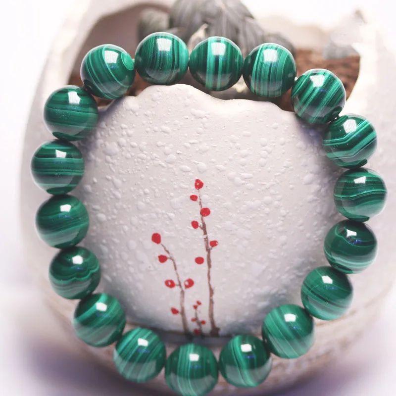 

7A Level Top Quality Malachite Bracelet Original Natural Stone Beads 6mm 10mm 14mm Women Men Jewelry Strength Gem Mala Wrist