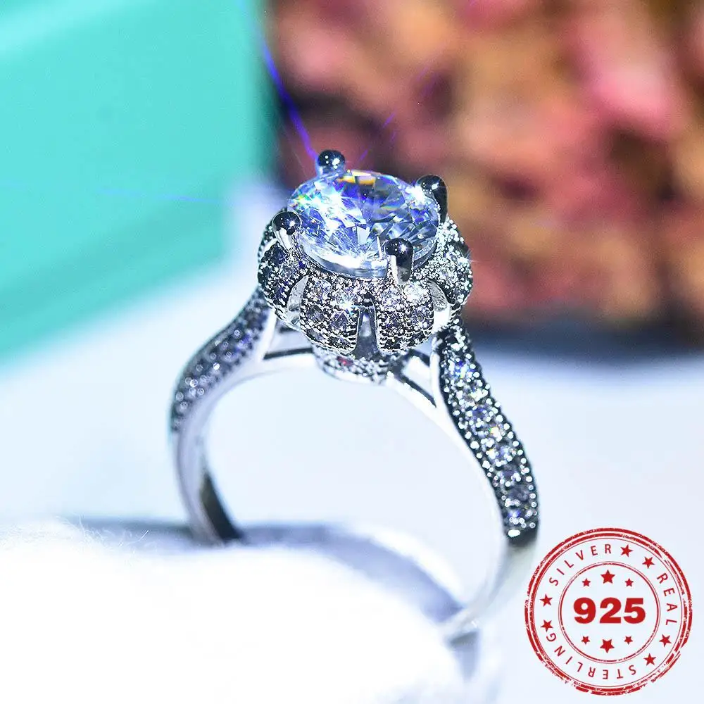 

Женское серебряное кольцо HOYON, ювелирное изделие из стерлингового серебра 925 пробы с натуральным цирконием, обручальные кольца из стерлингового серебра S925 пробы