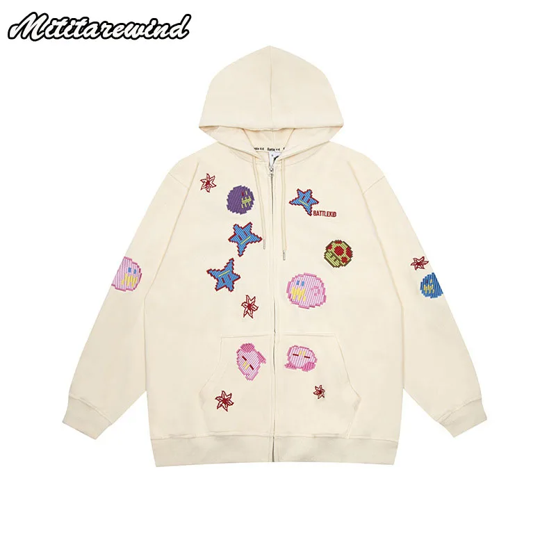 

American Spring And Autumn Cartoon Print High Street Men Pullover Hooded Y2k Loose Hip Hop Casual Design Coat Swaetshirts