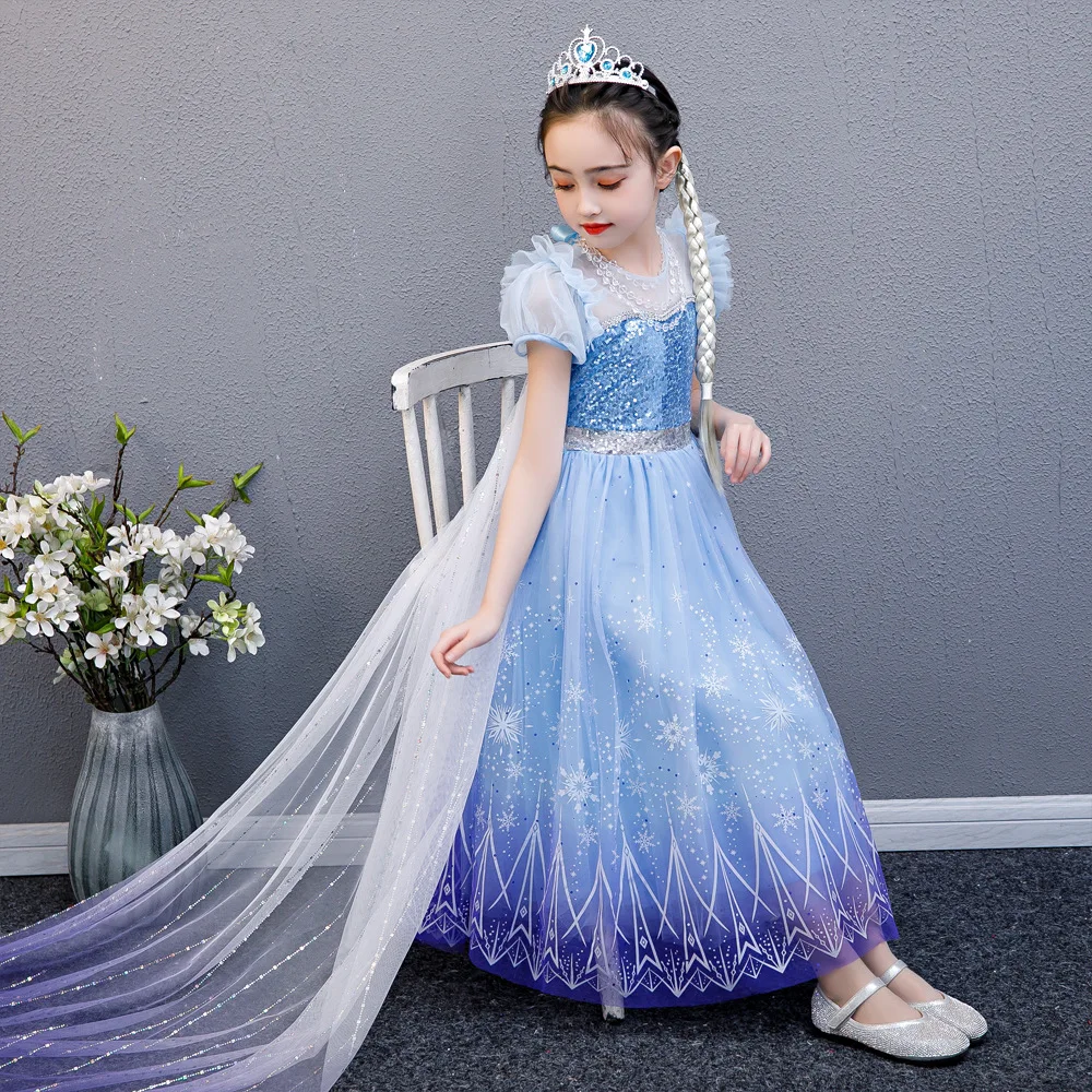 2-10 ans Fille gelée Elsa Princesse Robe d’anniversaire Robes de fête