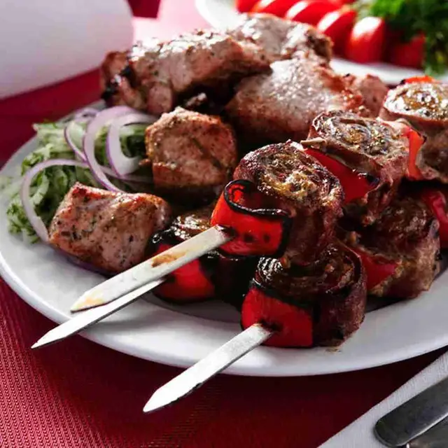 Acél Bbq Széles Villák Fa Fogantyú Sült Húsvilla Barbecue Szerszámok Kiegészítők Konyhai Kemping Nyárs Brazil J9T9 - Image 4