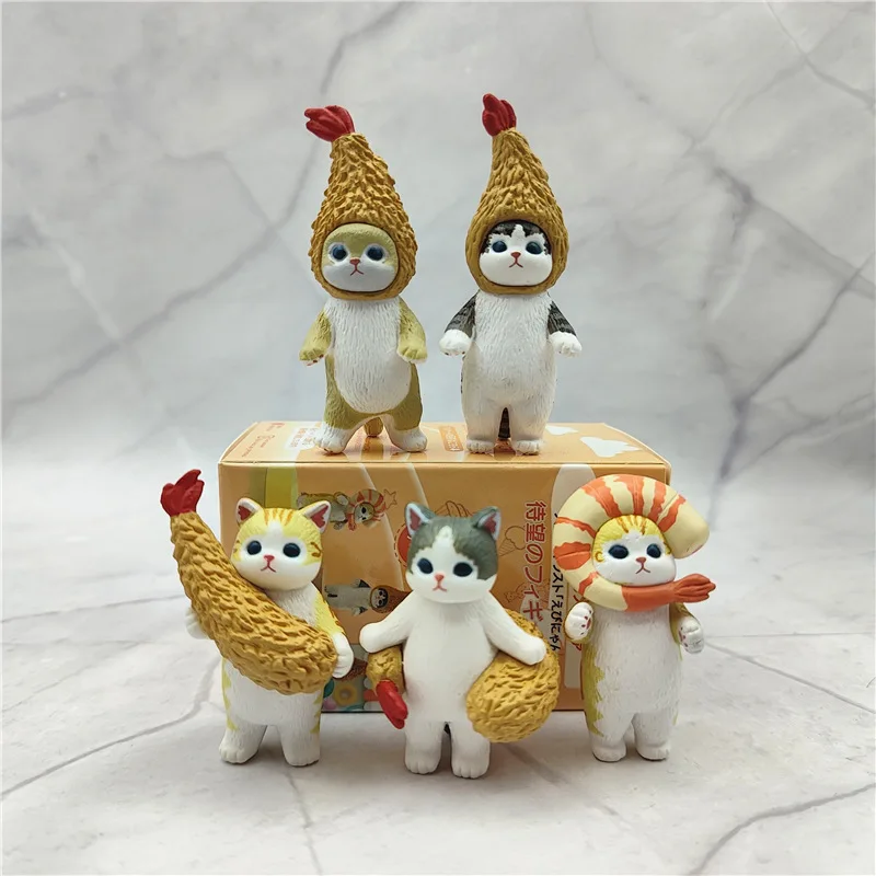 

Fried Shrimp Tempura Cute Little Orange Cat Little Black Cat Animal Model Toy Garage Kits Novel Children Toys Birthday Gift