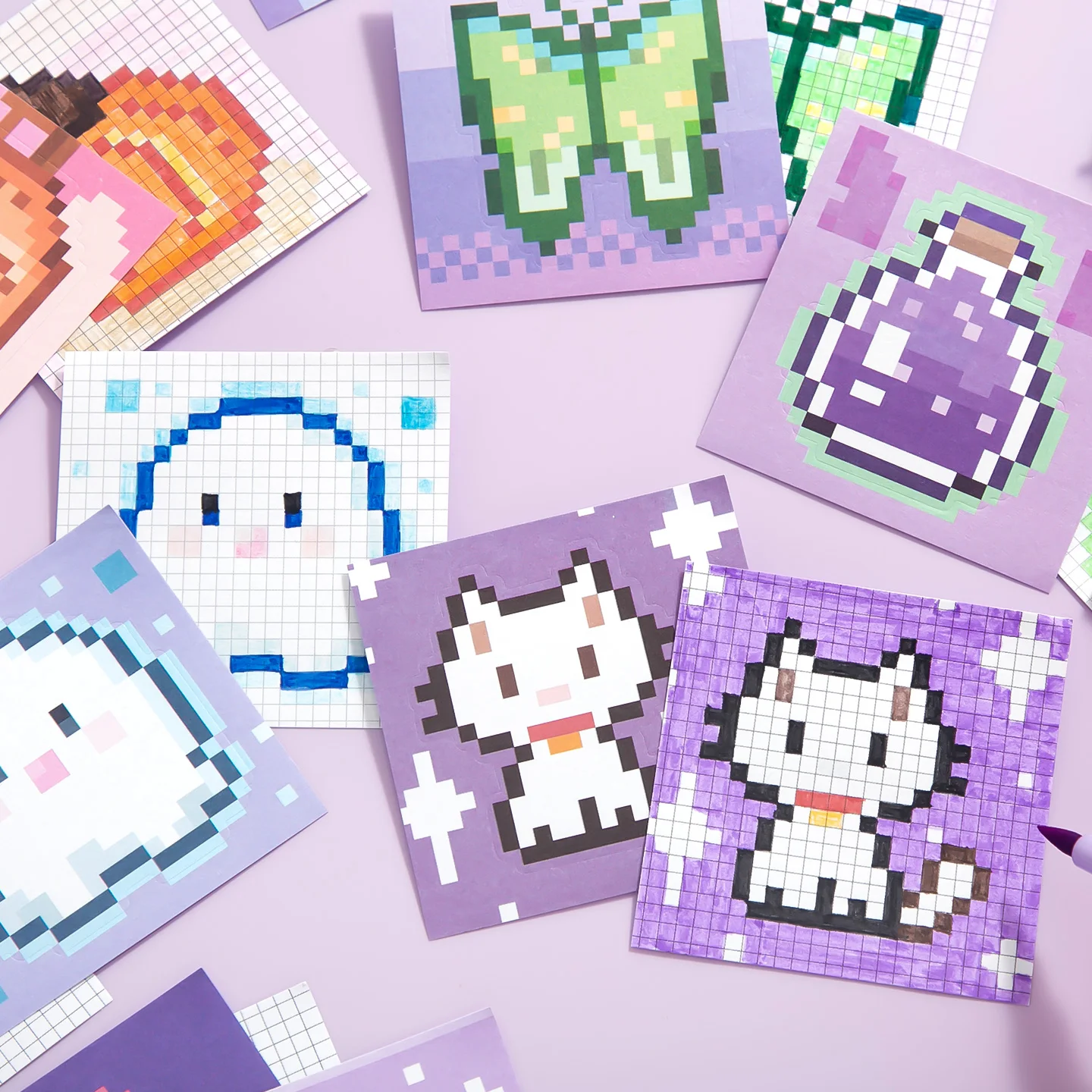 1 كتاب بكسل نمط تلوين كتاب ملصق DIY تلوين مشبك كتب...