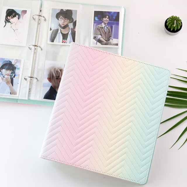 Rainbow Color Pu Bőr A5 Wide Binder Photocards Book Style Album 3 Hüvelykes 4 6 Mini Instax Kártya De Fotók