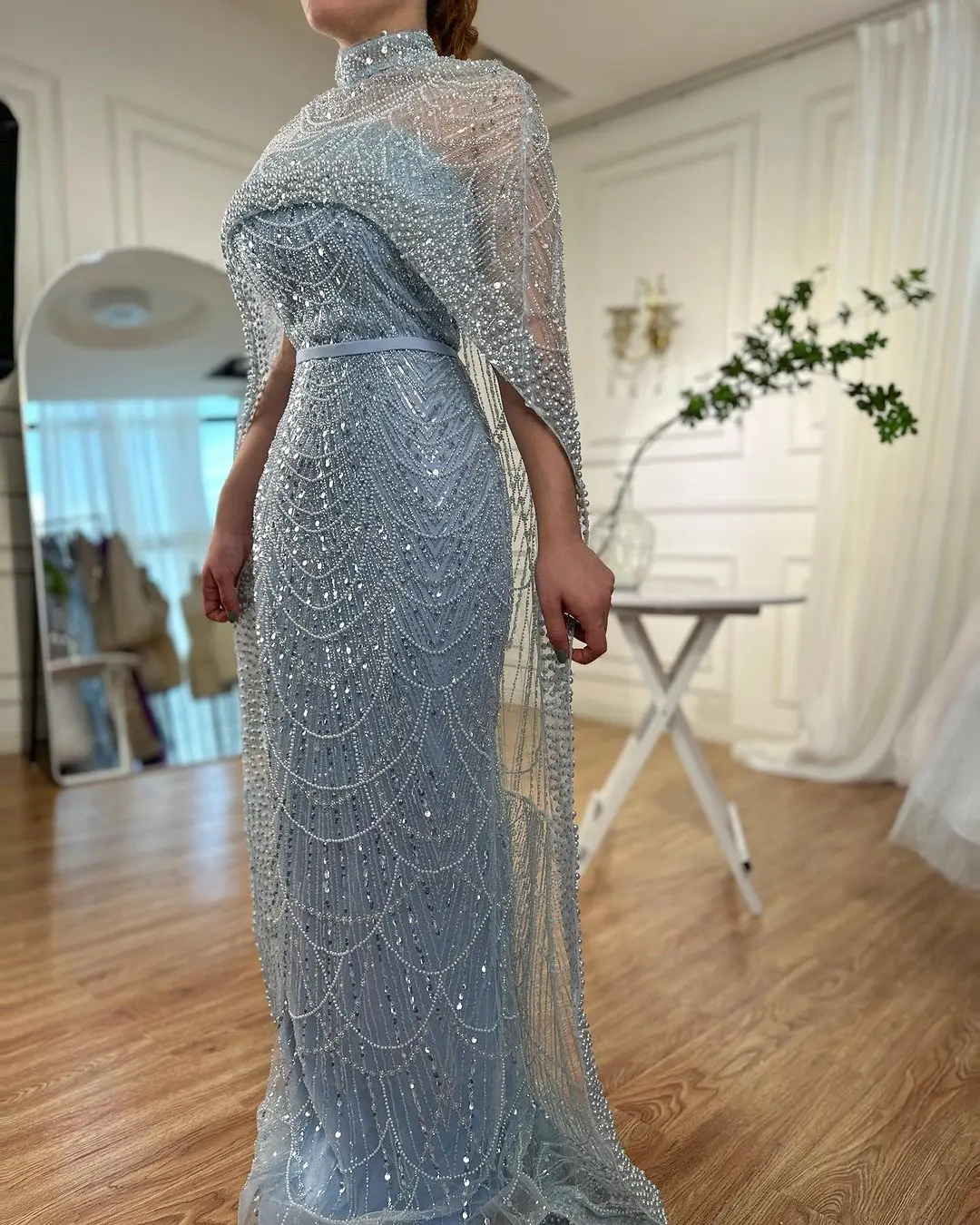 S85677b04e72947be90eeb069840f2a83d Arabic Nude Mermaid Long Cape Sleeves Luxury Evening Dresses Gowns For Women Wedding Party Mallzona