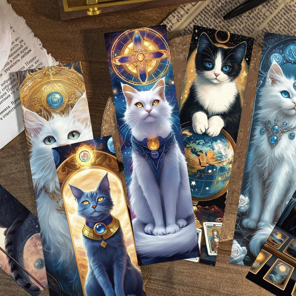 30pcs cat tarot bookmarks decorative reading books page markers paper cards creative gifts page markers diy bookmarks
