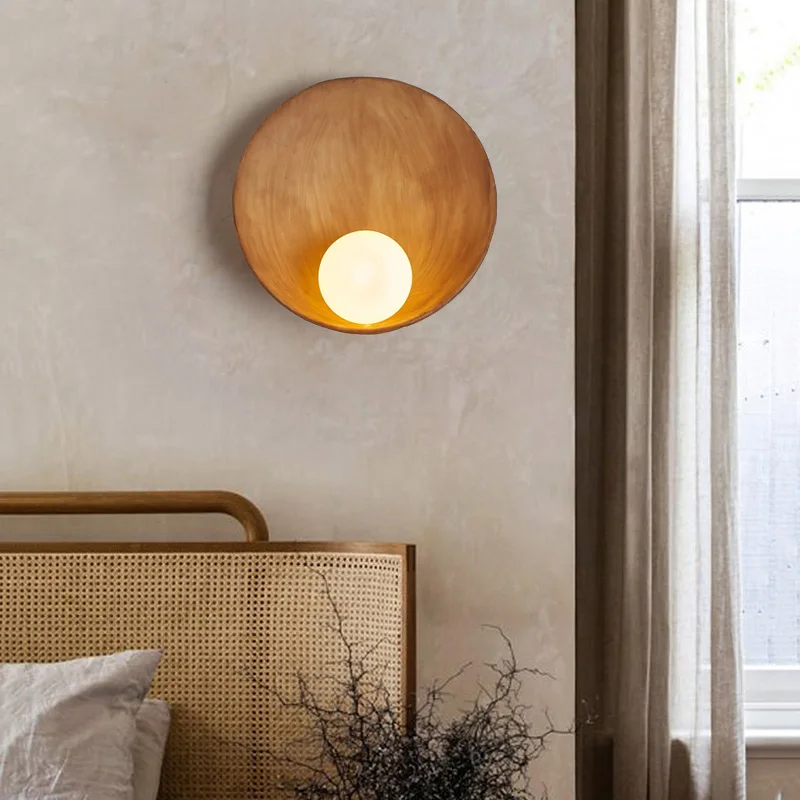 Korean Wood Grain Bedroom Lamps Decor Living Room TV Walls Lobbies Corridors Stairs Entrances Interior Wall Lights LED 2