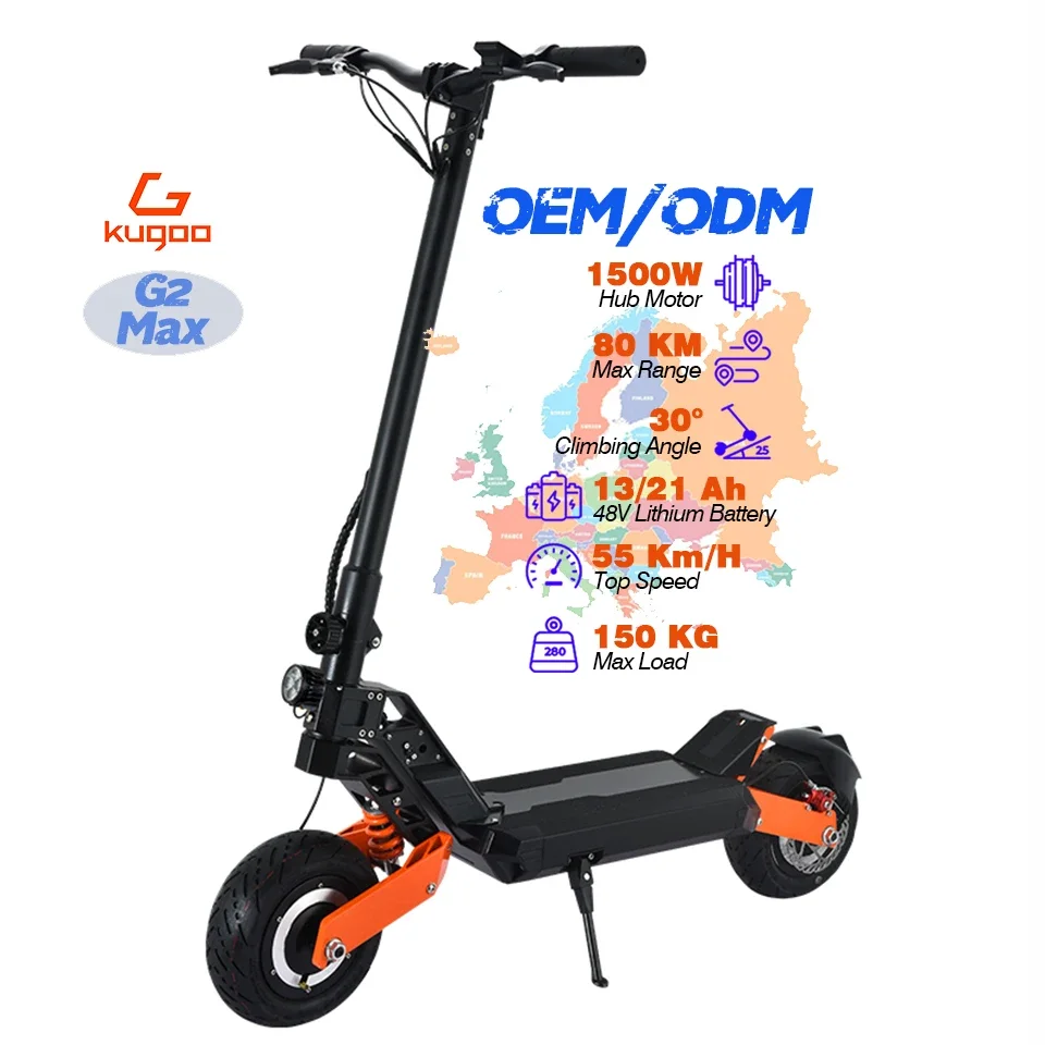 Kugoo G2 max 1500w high power motor maximum speed 55km/h 48v 21ah long range 70km foldable scooter electric scooter