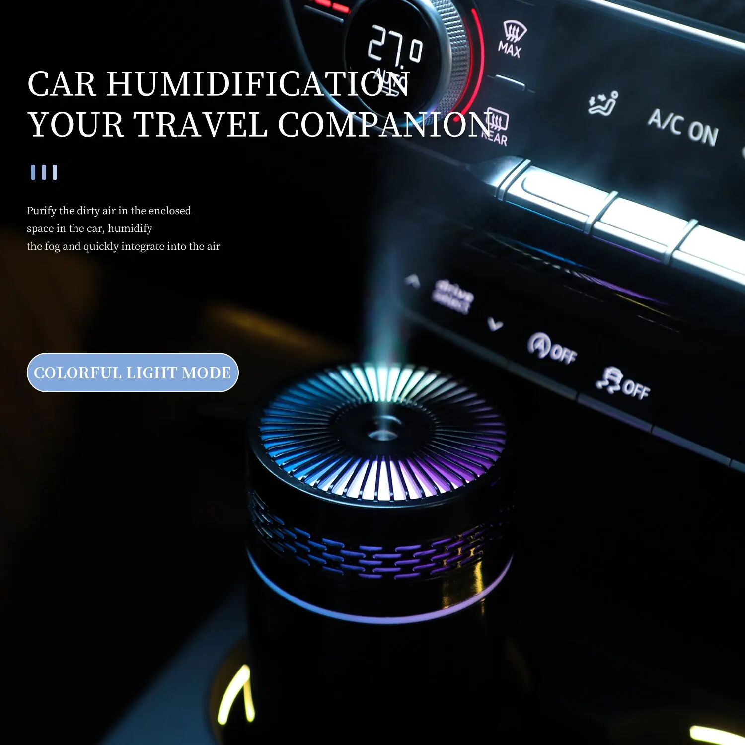 250ML Car Air Humidifier Portable Mini Spray Mist Humidifier with LED Light USB Powered Essential Oil Difffor Bedroom and Travel 3