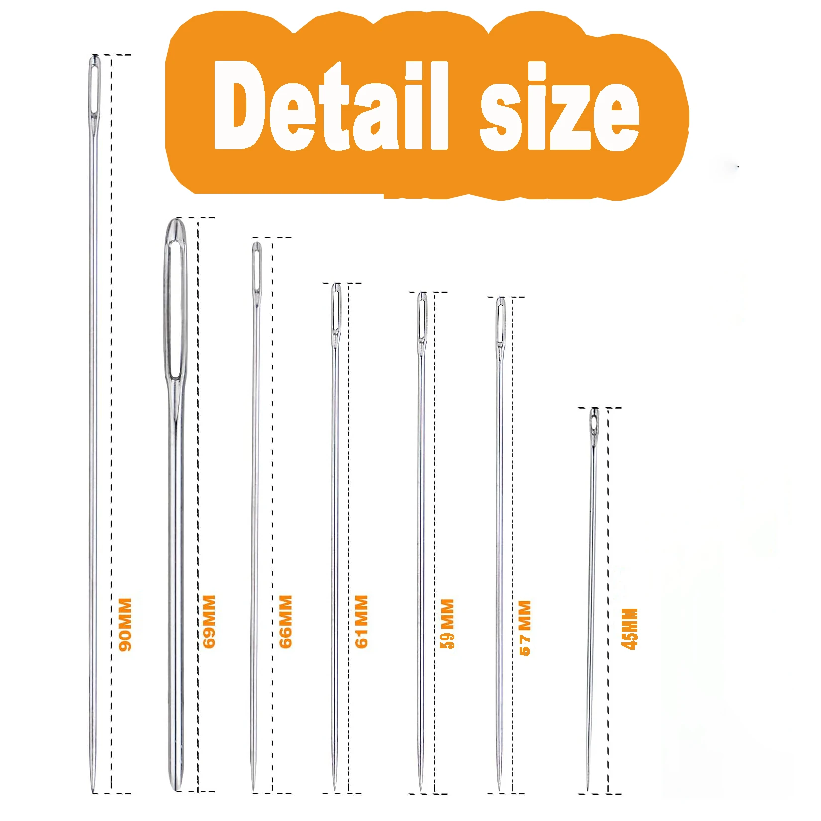 Sewing Needle 55 Pieces Stainless Steel Big Eye Hand Sewing Needles Set Different Sizes Sewing Needlework Embroidery