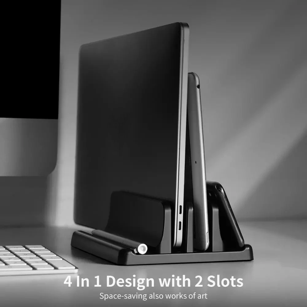3 In 1 Adjustable Vertical Support Laptop Desktop Stand Tablet Cell Phone Holder For iPad MacBook Mac Pro Base Tablet Bracket