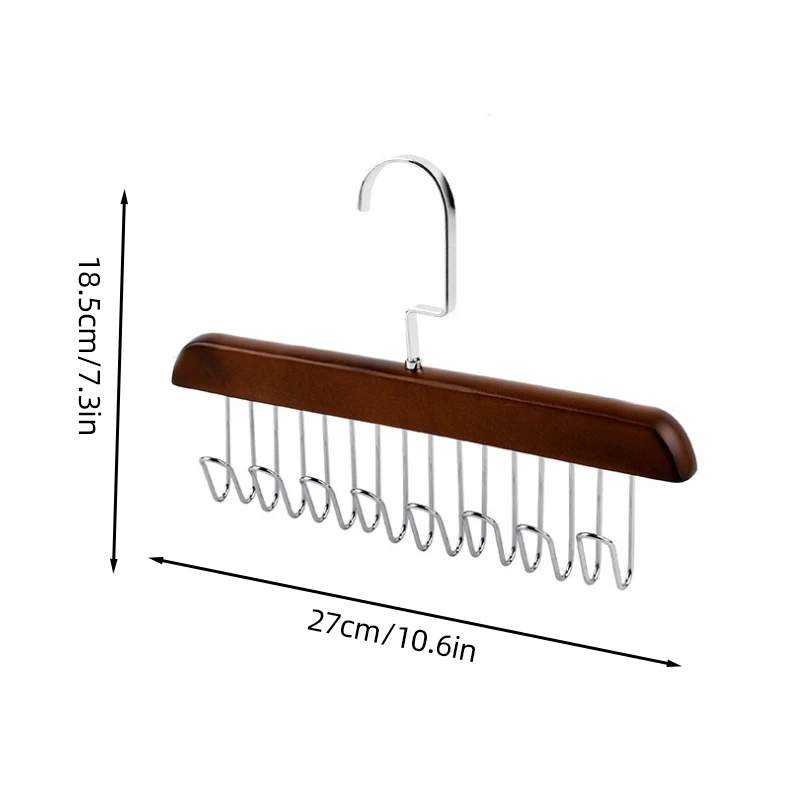 Wooden Bra Hanger Belts Camisole Clothes Organizer Rack 8 Hooks Tie Hats Scarf Holder NonSlip Space Saving Wardrobe Storage