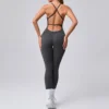 Seamless Yoga Jumpsuits Sports Fitness Cross Straps Beauty Back Peach Hip Raise Tight One-piece Gym Workout Tracksuits for Women 1