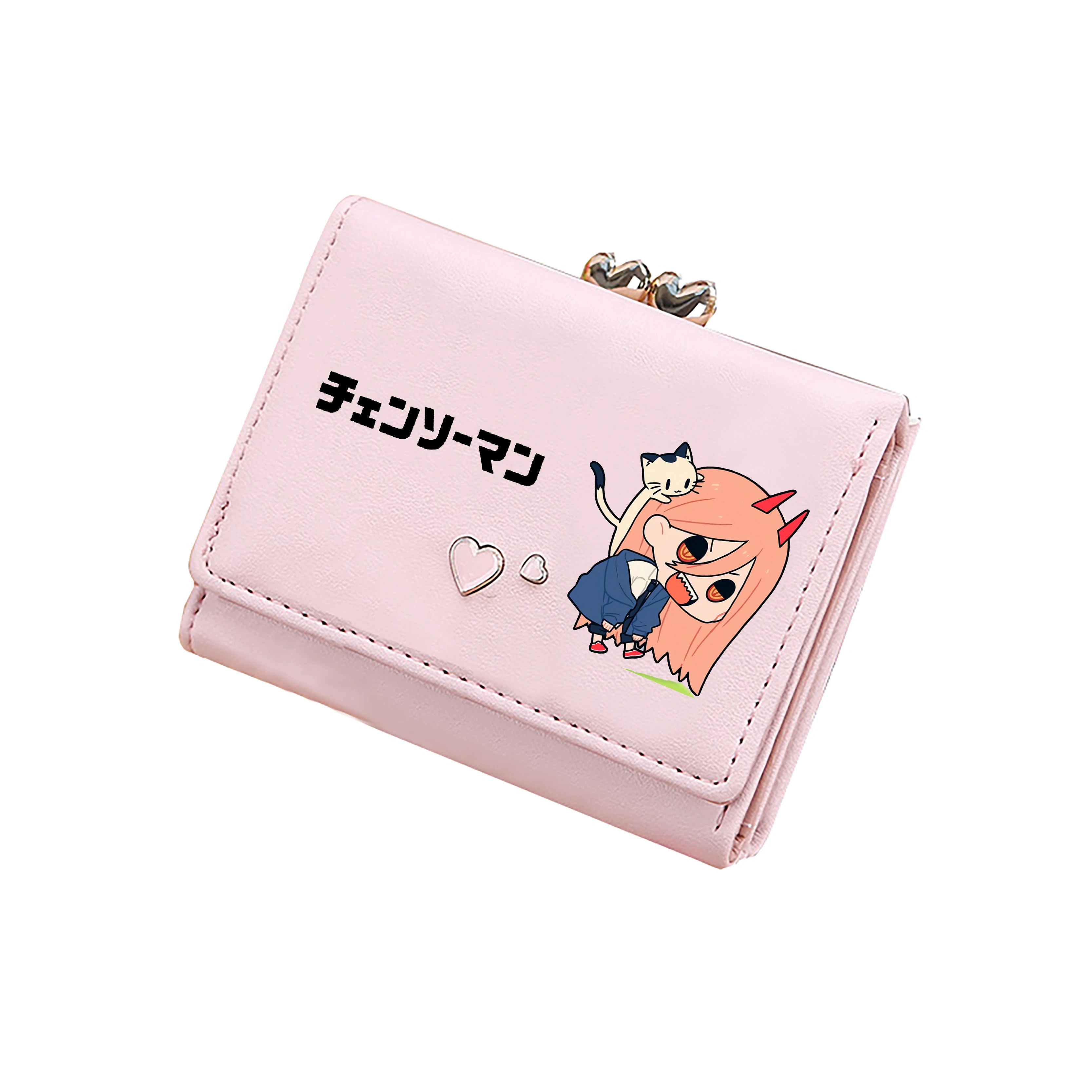 

Chainsaw Man Anime Short Wallets Cute ID Card Holders Women Mini Coins Leather Purses Kawaii Money Bag Girls Small Clutch Bags
