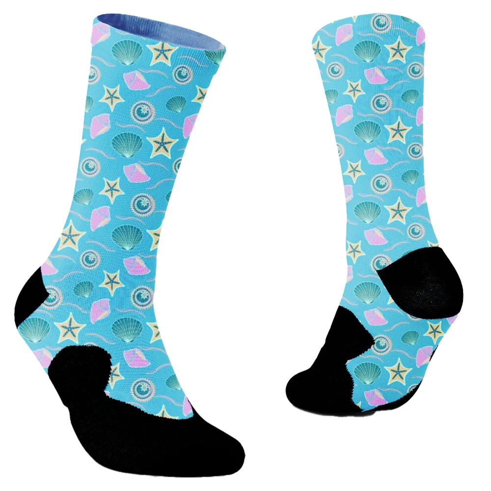 Men Fashion Print Harajuku Cotton Sports Running Socks Neutral Cool Funny Hiphop Casual Pastel Pack Long Tube Set