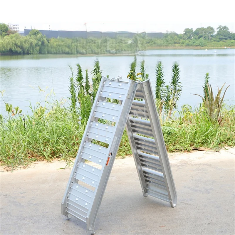 Folding Ladder Ramps Motorcycle Loading Trailer Transport Loading Aluminum Alloy Ramp Folding Ladder 228cm