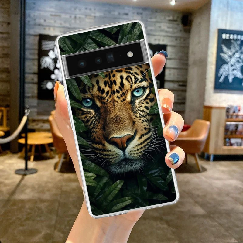 Handy hülle mit Leoparden muster für Google Pixel 8 7 6 5 4 4xl stoß festes Silikon 7a 6a 5a 4a 3a 3axlpro 5g transparente Hülle – Detail 6