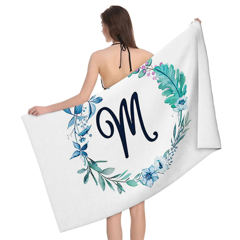 Home bath towels for the body towels bathroom letters and flower quick drying microfiber beach towel man and women large sports