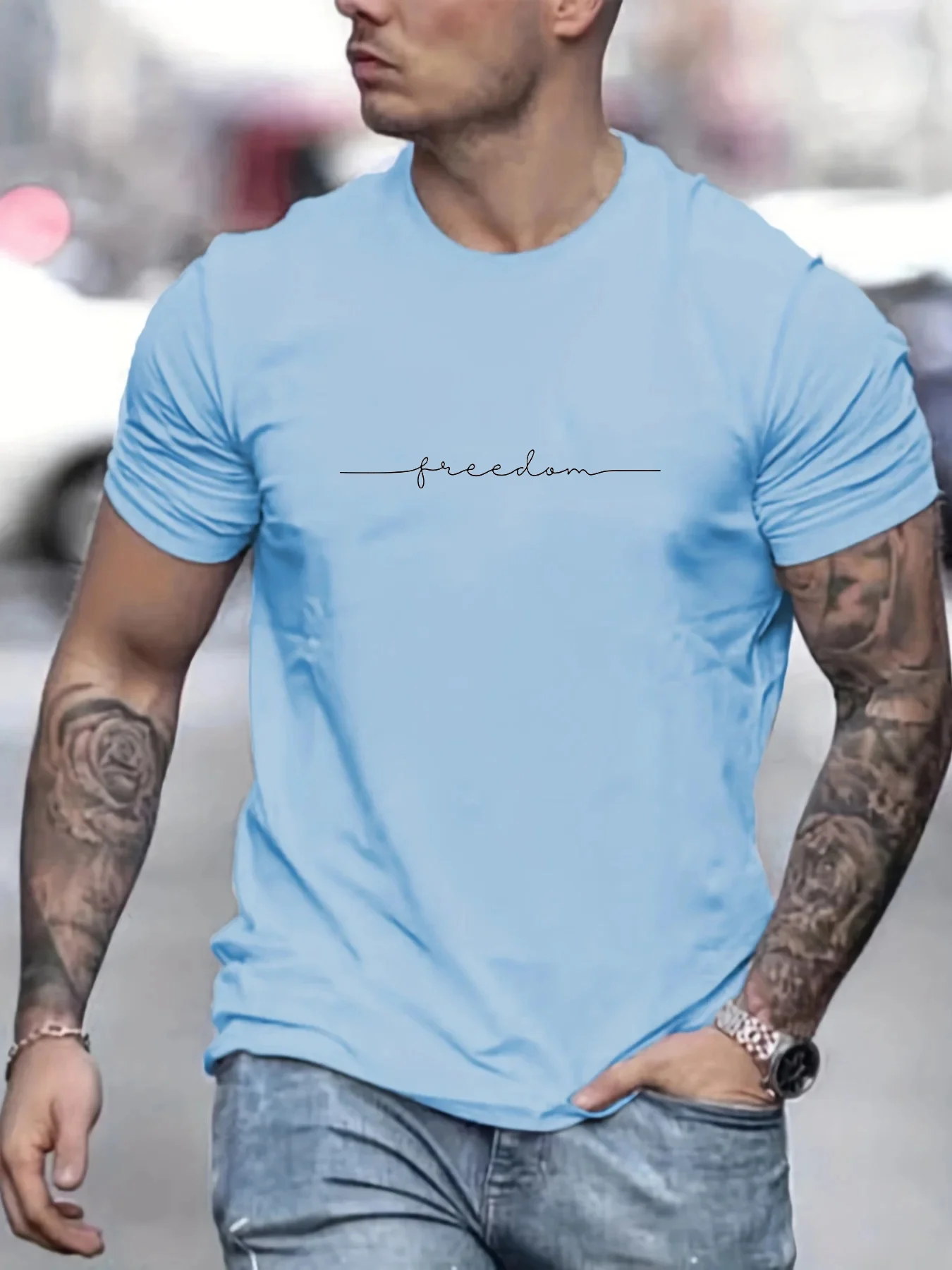 Mens Casual Cotton Graphic T-Shirt - Slim Fit Summer Top