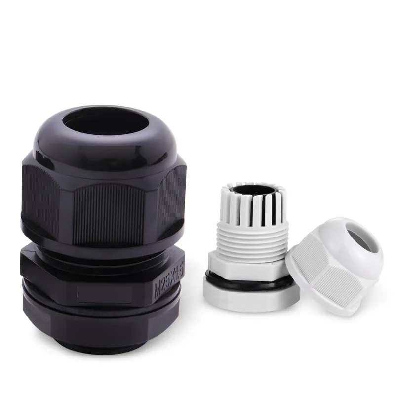 Waterproof Cable Gland Cable entry IP68 PG7 3-6.5mm PG9 PG11 PG13.5 PG16 PG19/21 White Black Nylon Plastic Connector 10pcs
