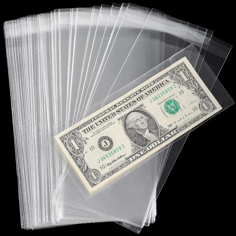 100pcs for Collecting and Storing Banknotes Transparent Banknote Sleeves Banknote Collector Sleeves Protective Bag PP Material paper money holder