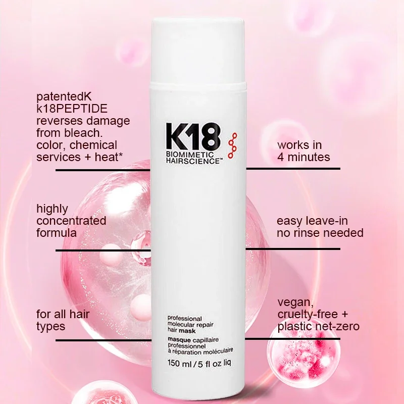 150ml K18 Leave-In Molecular Hair Mask Original Repair Molecular Hair Damaged Dry Frizzy 4 Minutes Treatment Moisturize Hair Mask
