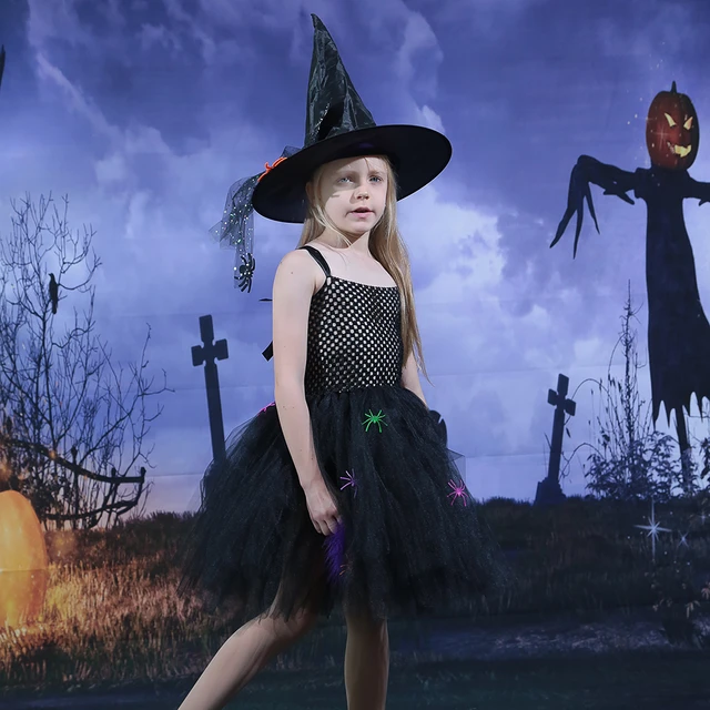 Conjunto de fantasia de vampiro real infantil, vestido de Halloween, roupa  de festa, gótico infantil, vestido rainha diabo, vestido tutu com asa -  AliExpress