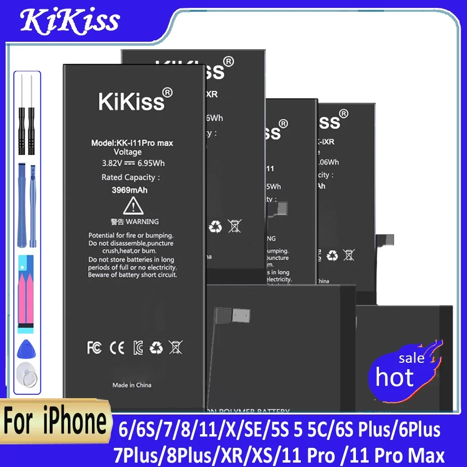 Batteria Di Ricambio Per Apple Iphone 11 Pro Max, 7, 8, 6 Plus, X, Se, 5S, 5, 5C, Xr, Xs, 6 S, 6 S, 6Sp, Garanzia Batterie 7P, 8P