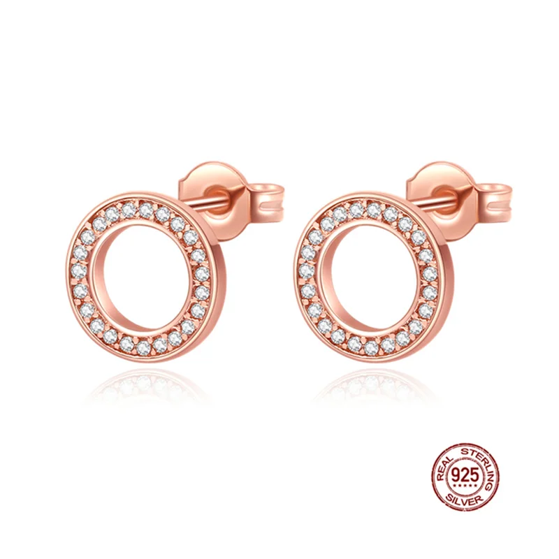 trendy clay earrings Hot 925 Sterling Silver Rose Gold Series Hoop Earrings For Women Earring Pendientes Plata De Ley 925 Original Earrings Jewelry Trendy Earrings luxury Trendy Earrings