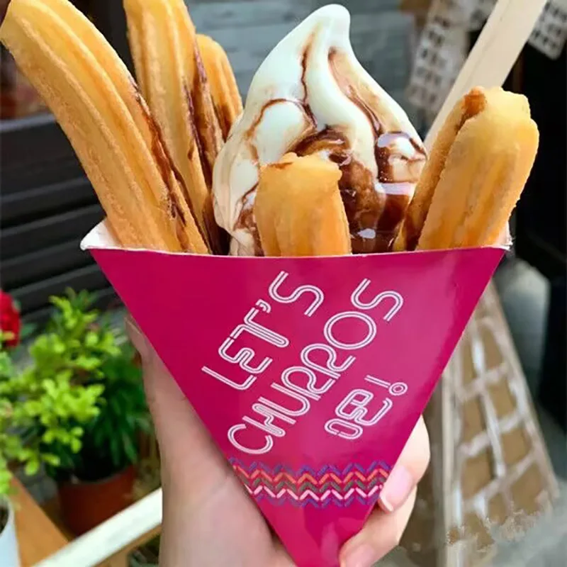 100pcs Spanish Churros Takeaway Boxes, Disposable Paper Food Packaging for Chocolate, B... - SKU SCTB1223 - UGI Packaging