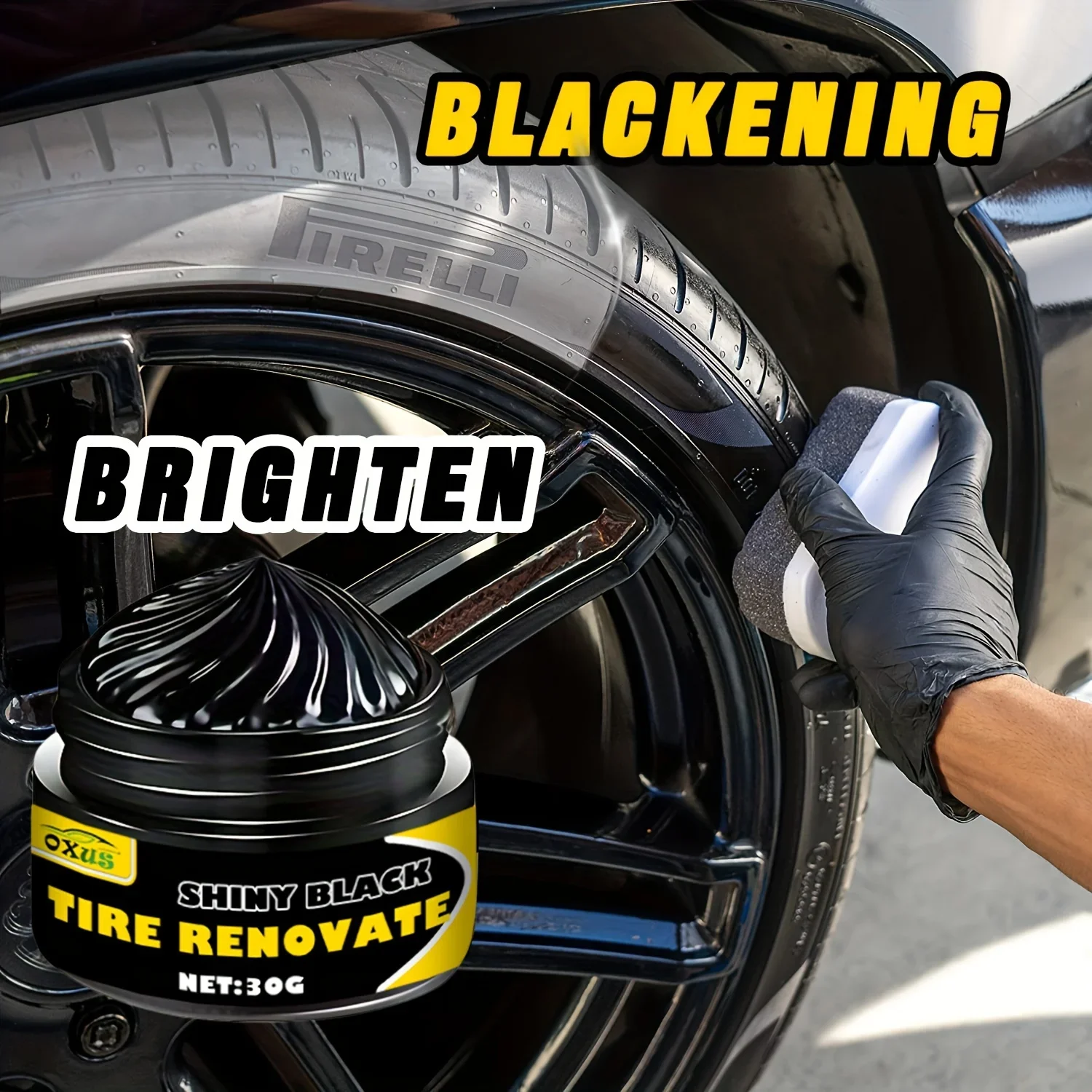 Tire Shine Wax Automobile Tire Gloss Blackening Wax 30g Tire Retreader Gloss Enhancer Anti-aging Protection