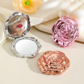 Mini Rose Flower Shape Double Sided Mirror Portable Small Pocket Makeup Mirror Hand Compact Cosmetic Beauty Tool 1
