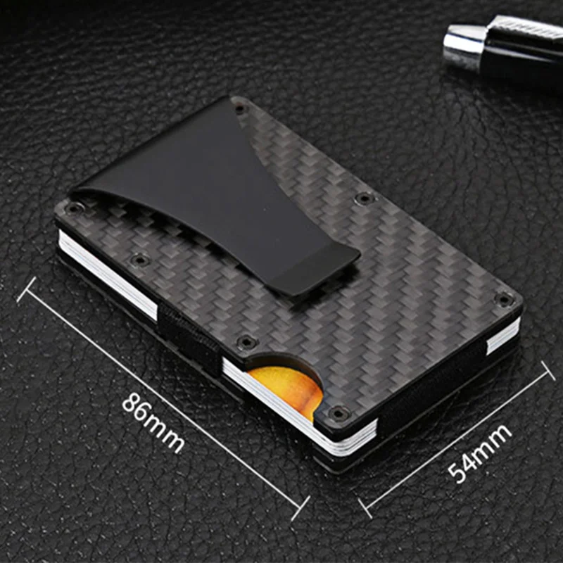Carbon Fiber Credit Card Holder Wallet Minimalist Rfid Blocking Slim Metal Cardholder Anti Protect Clip For Men