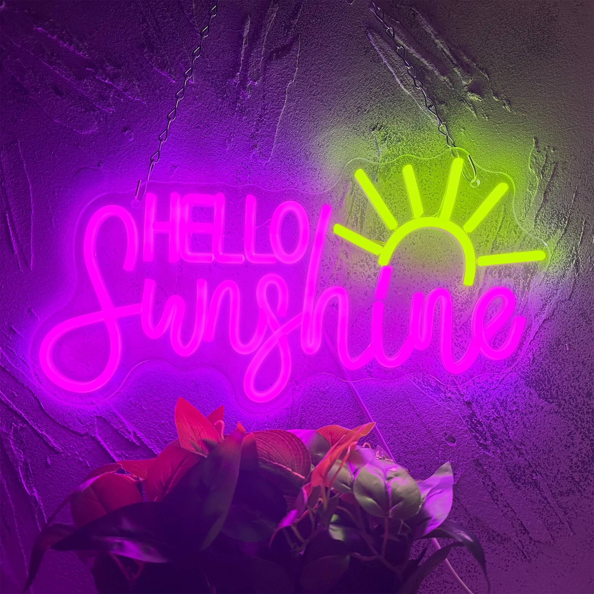 

Hello Sunshine Neon Sign Wall Decor Led Light up Sign Powed by USB for Bedroom Office Home Bar Party Valentines Day Gift