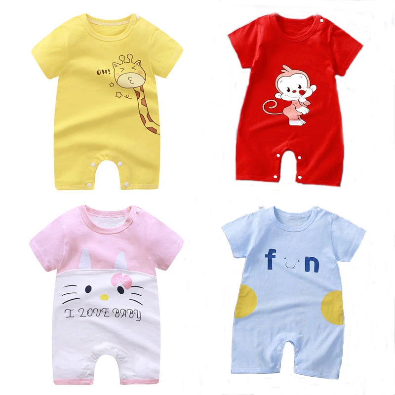 New Baby Clothes Baby Boy And Girl Pure Cotton Soft And Comfortable Cute Cartoon Short-Sleeved One-Piece Romper Newborn Gift Bamboo fiber children's clothes