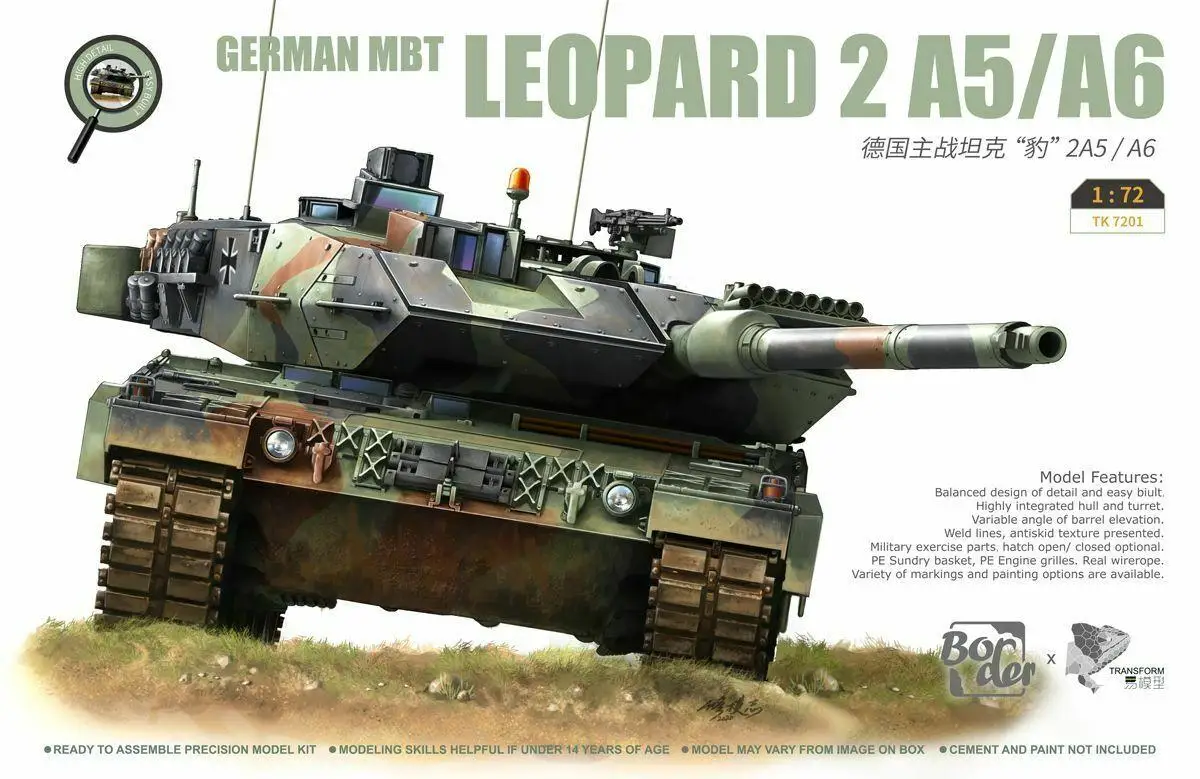 

BORDER TK7201 1/72 Scale German MBT Leopard 2A5/A6 Model Kit