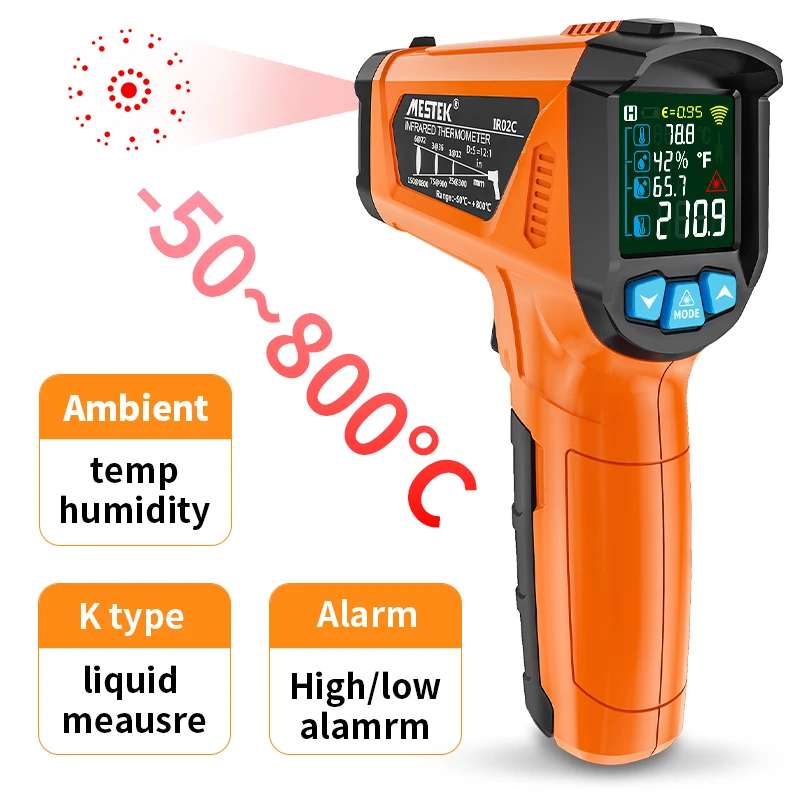 Digital Thermometer,Infrared Thermometer,Thermal Imaging Camera Mestek Digital Infrared Thermometer Pyrometer Thermal Imager High Temperature Meter Indoor and Outdoor Thermometer Light Alarm