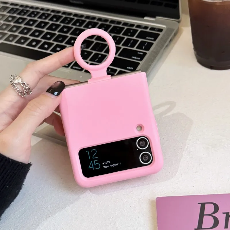 Colorful Liquid Silicone Case with Handheld Ring - Matte Skin Feel & Shockproof Cover