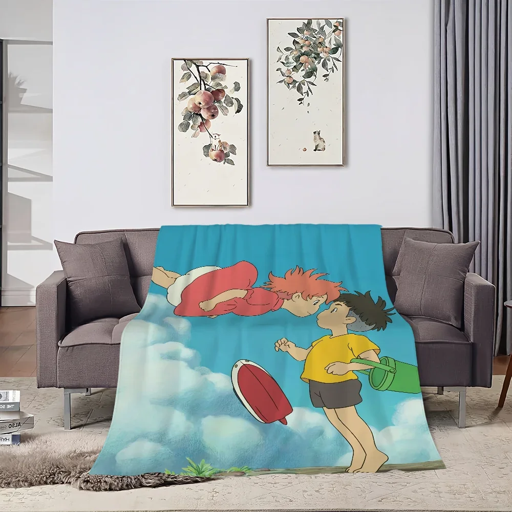 Blanket Plush Nap P-Ponyo Sofa Anime rug for Living Room Warm Cute Office Bedroom Film kawaii Birthday Home Travel Kid Gifts 4
